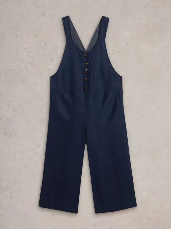Square Neck Linen Dungaree