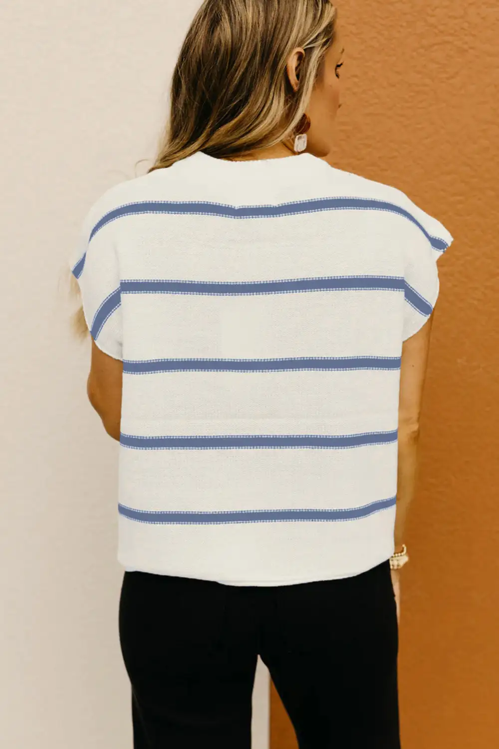 Striped Batwing Sleeve Knit T-Shirt
