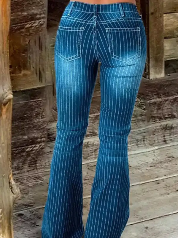 Flare Leg Button Denim Jeans