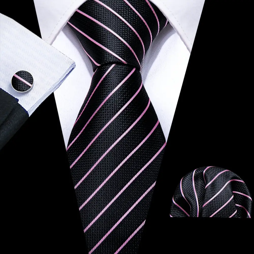 Modern Striped Silk Necktie Set