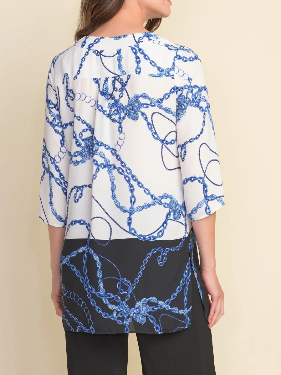 White and Blue Abstract Print Tunic