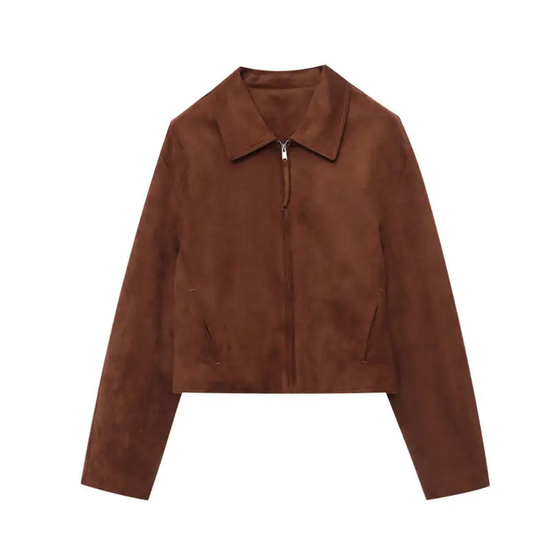 Suede Casual Outerwear Jacket