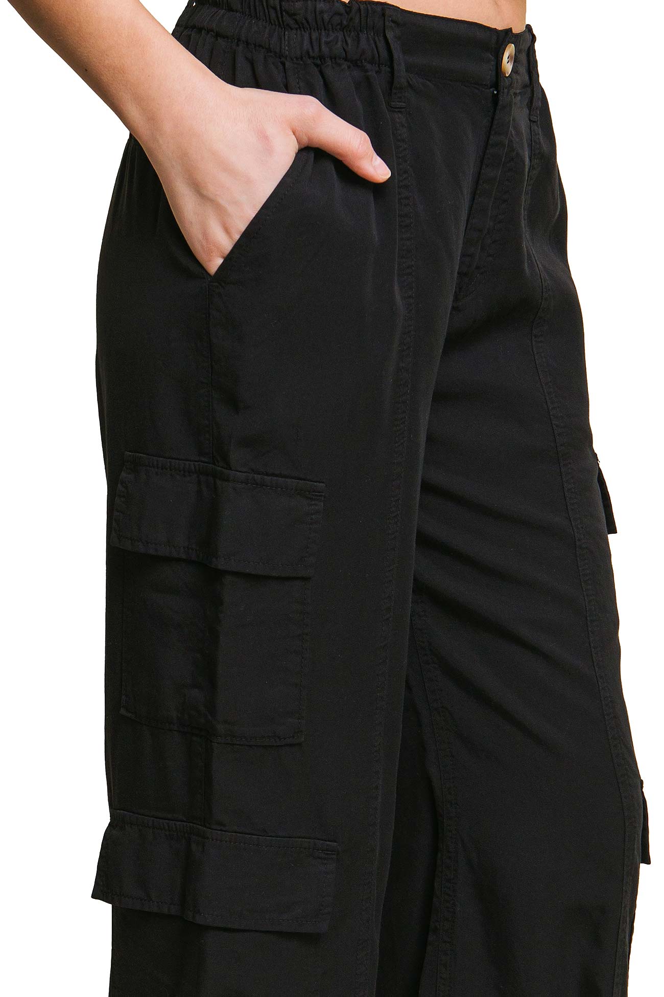 Light Olive Green Cargo Wide - Leg Pants