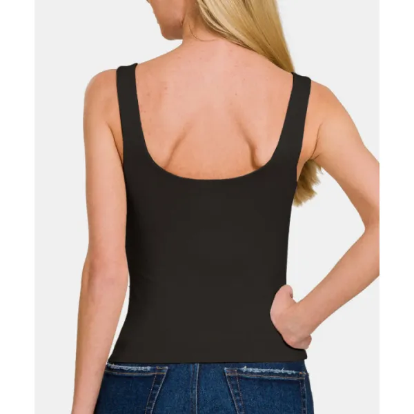 Round-Neck Double-Layer Tank Top