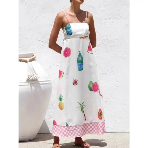 Casual Printed Square Neck Maxi Cami Dress