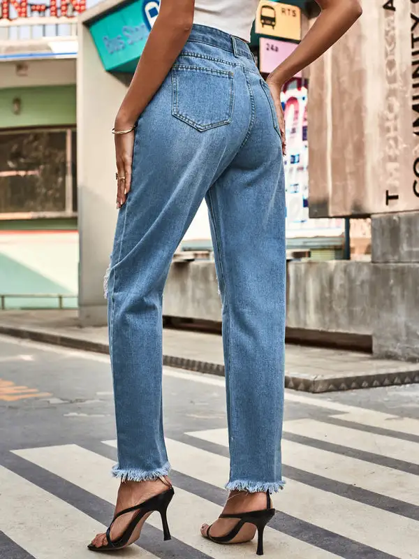 Denim Ripped Trousers Pants