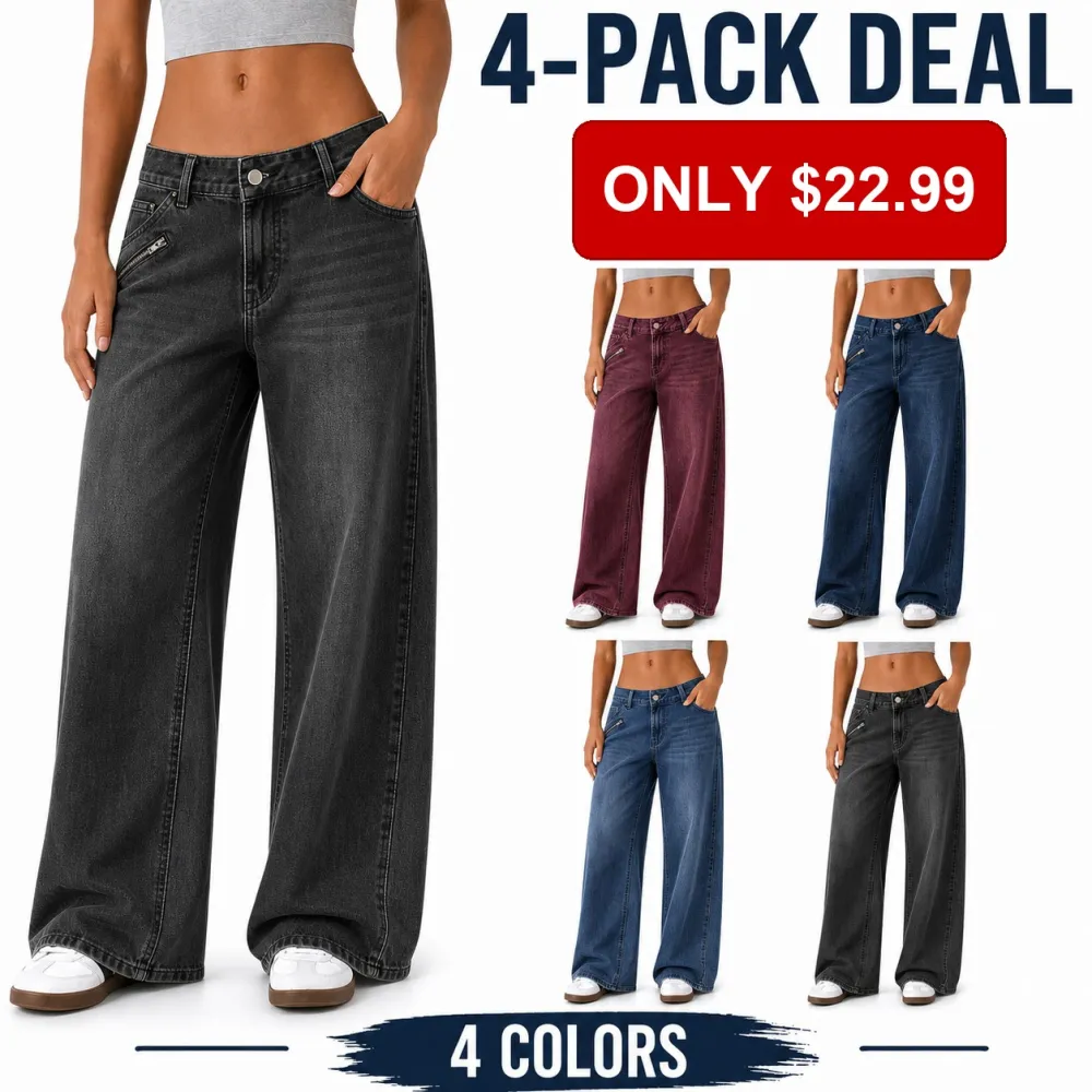 Women's Asymmetric Low-Rise Baggy Wide Leg Jeans