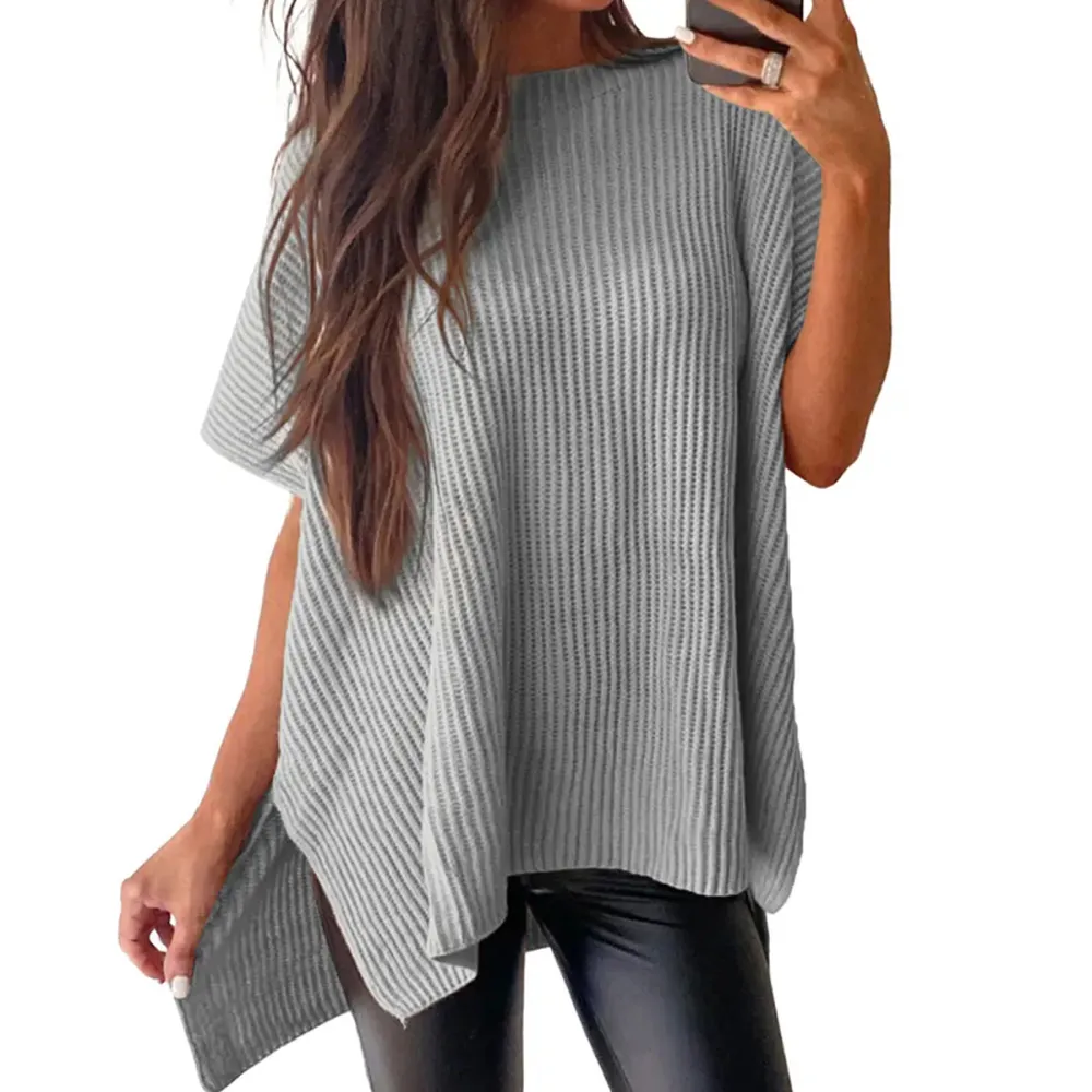 🔥Hot Sale💥 - Women's Round Neck Batwing Short Sleeve Loose Knit Top