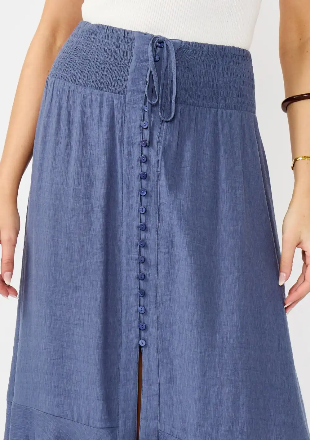 Smocked Drawstring Waist Skirt