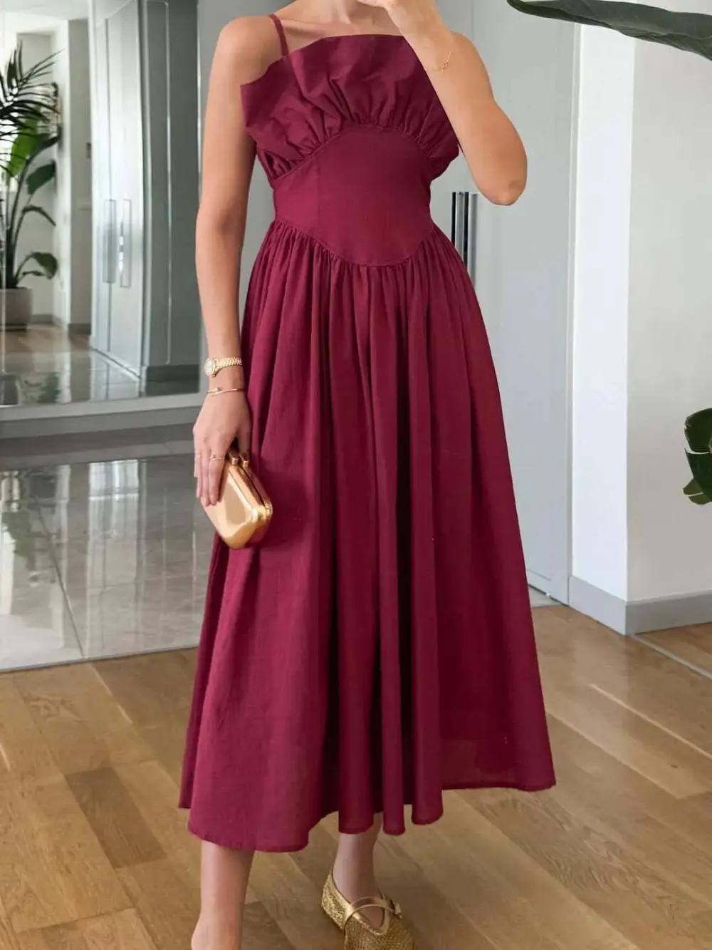 Vintage Tube Top Suspender Midi Dress