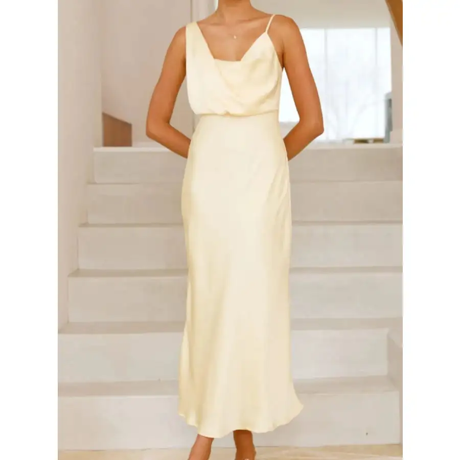 Satin Asymmetrical Midi Dress