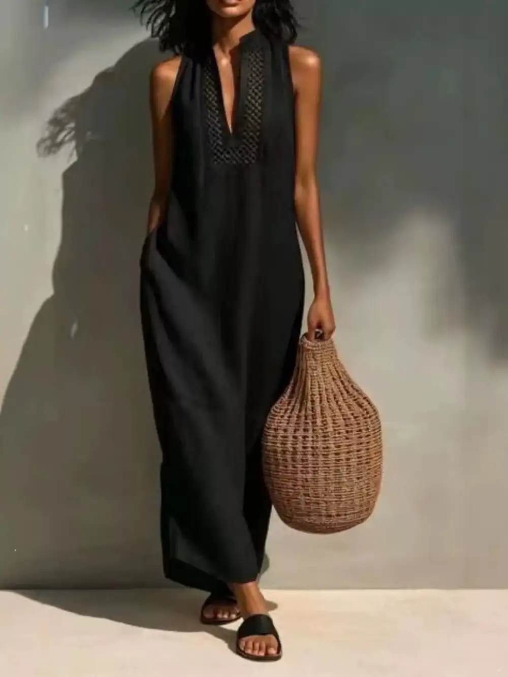 Sleeveless Maxi Dress With Pockets
