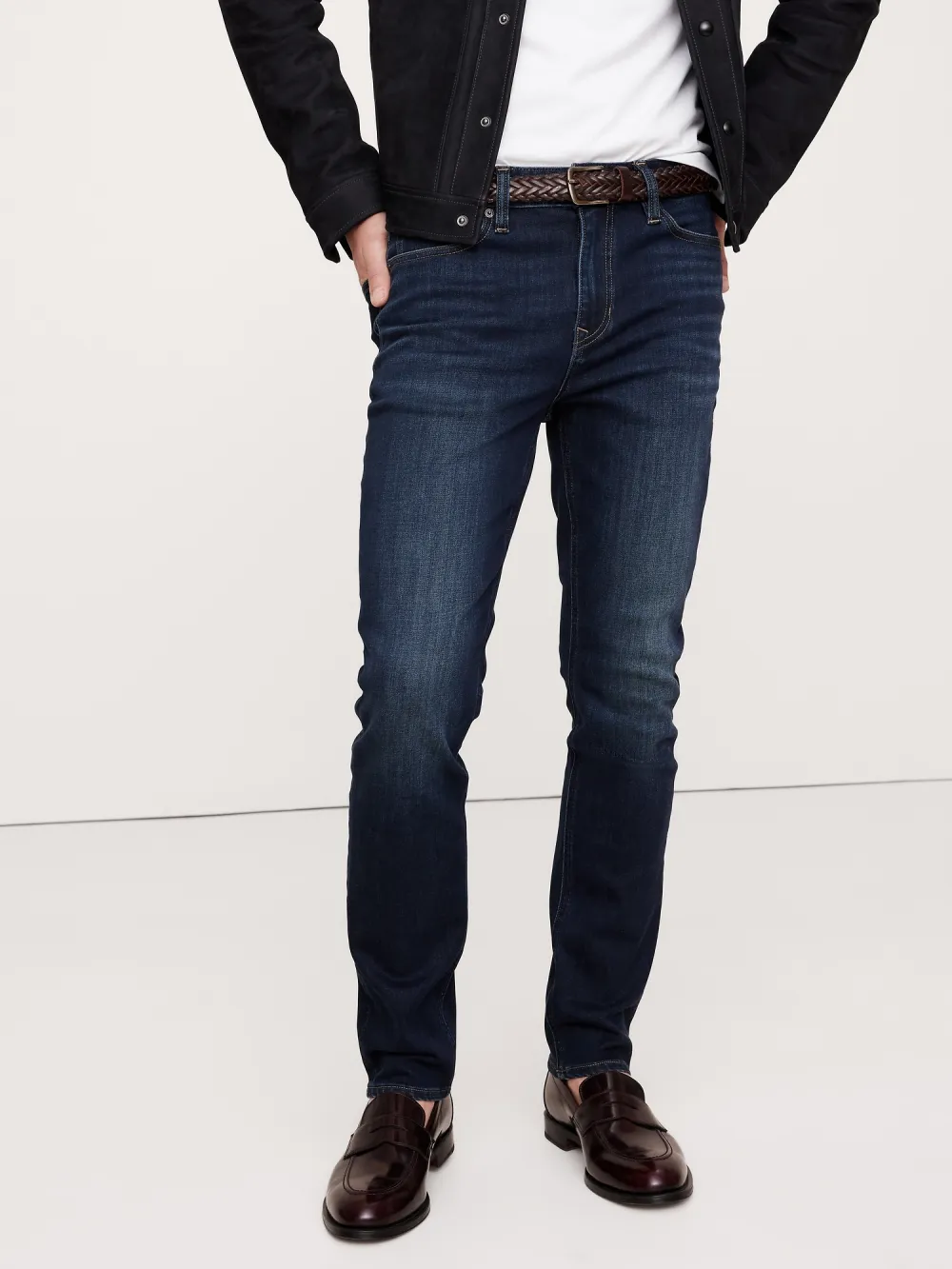 Slim Fit Medium Wash Stretch Fiber Men's Jeans