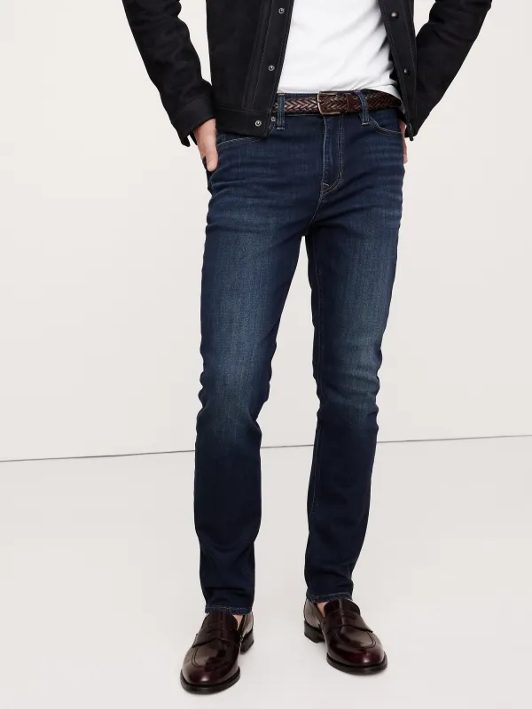 Slim Fit Medium Wash Stretch Fiber Men's Jeans