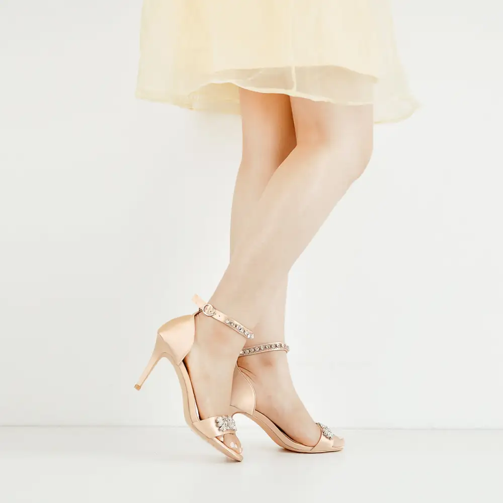 Rhinestone Embellished Ankle Strap Sandals