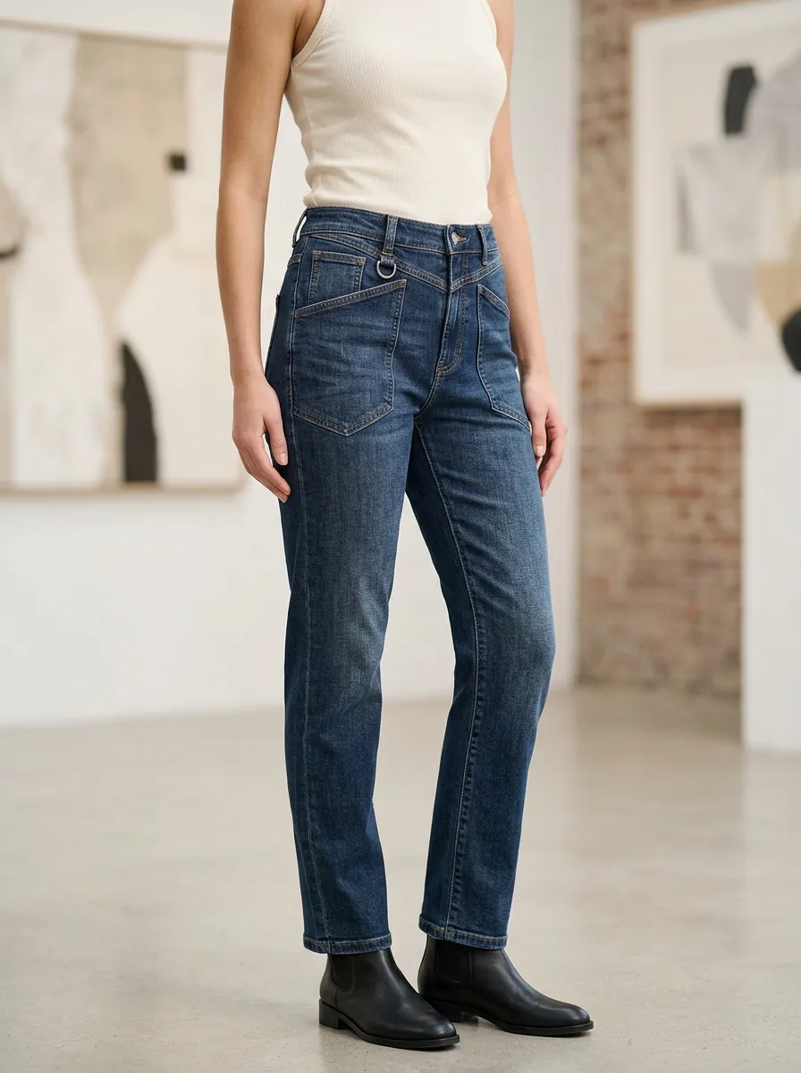 Women's Dark Wash Utility Denim Jeans