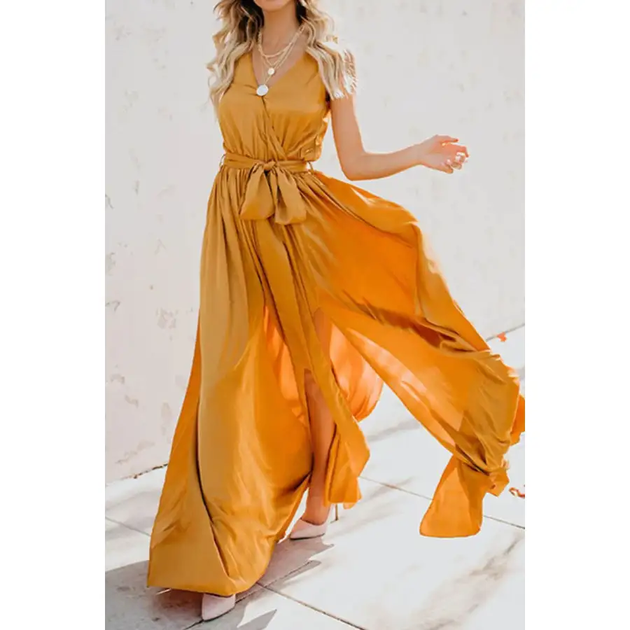 Surplice Tie Waist Maxi Dress