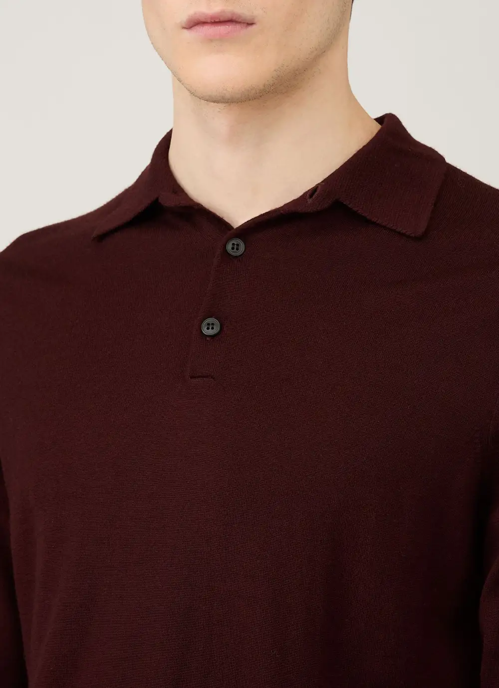 Clean Everyday Slim Fit Merino Knit Long Sleeve Polo Shirt