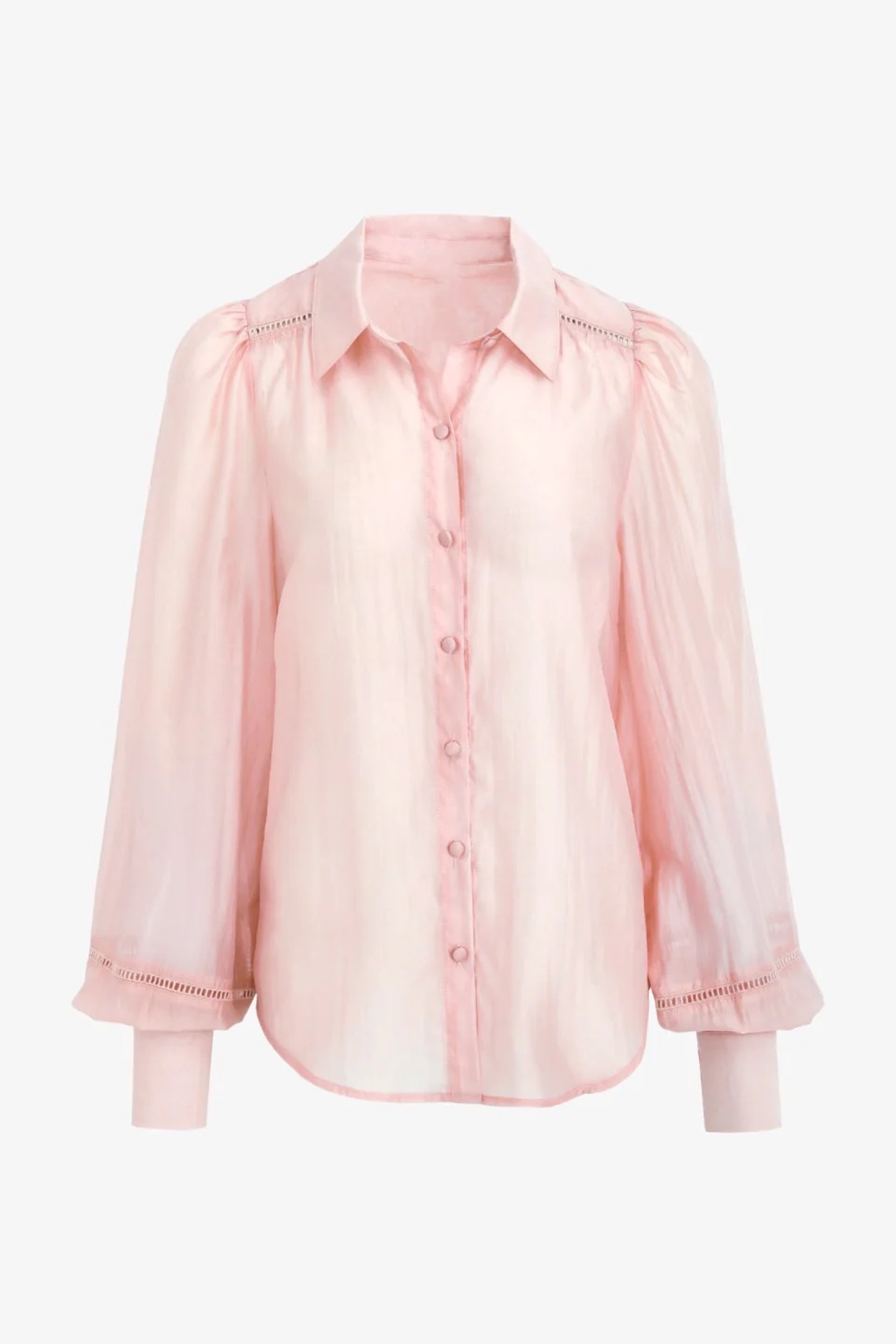 Blush Lace Detail Sheer Shirt
