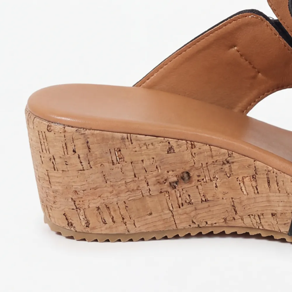 Retro Cork Wedge Sandals with Rivet Detail