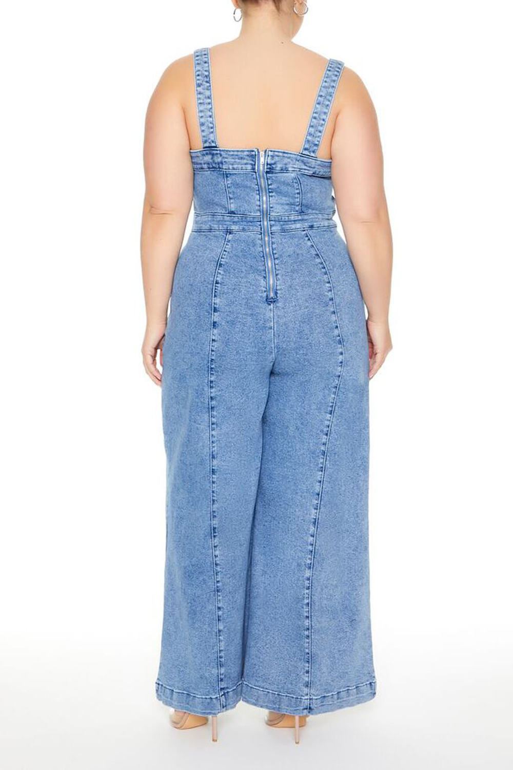 Plus Size Denim Wide-Leg Jumpsuit