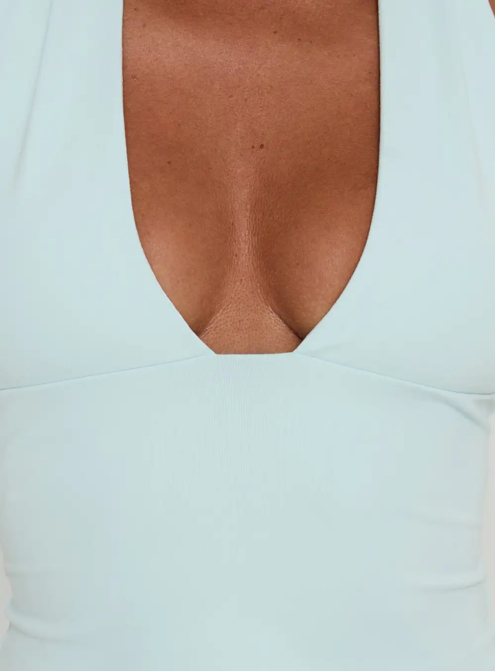 Soft Plunge Neck Low Back Halter Tank Top