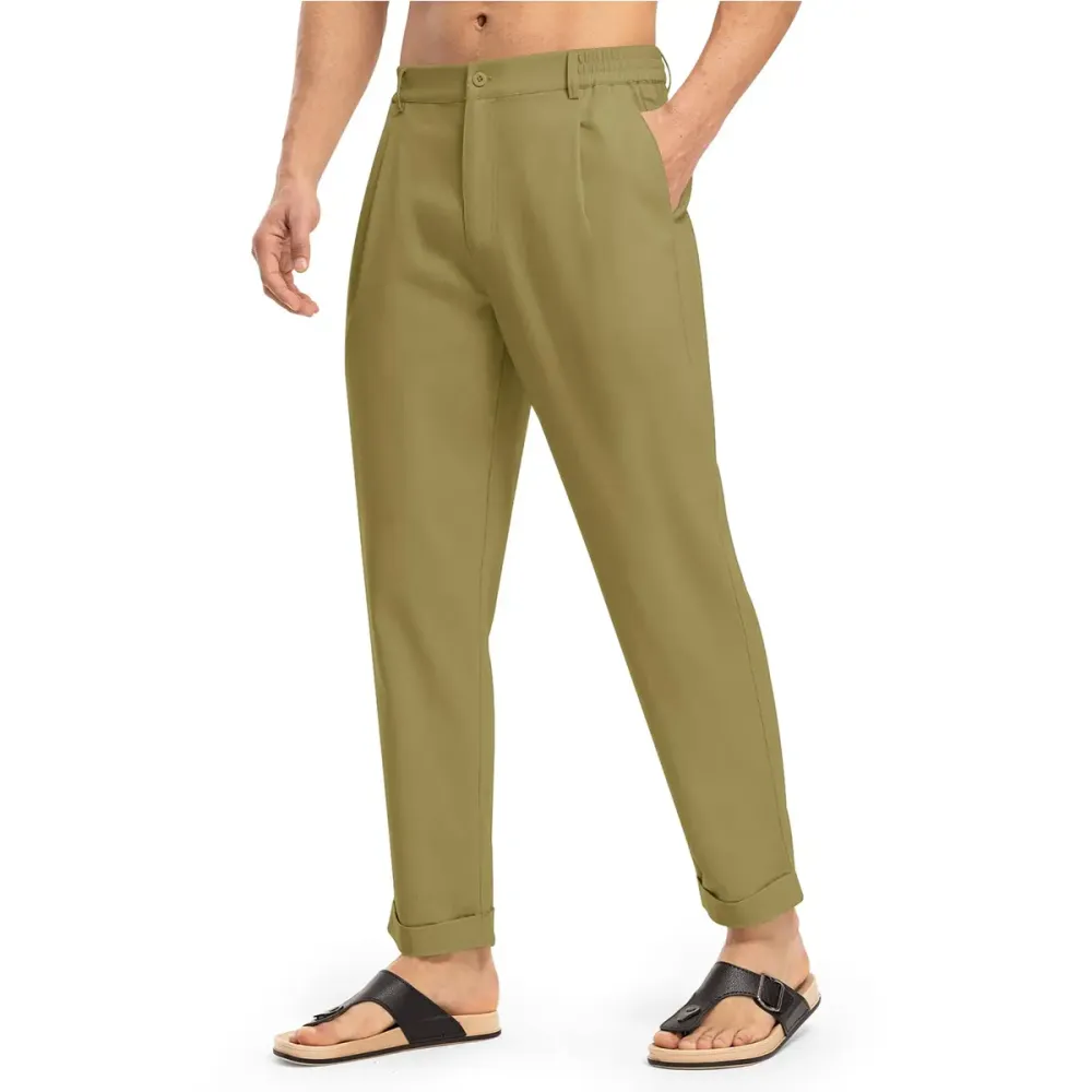 🔥 Men's Slim Fit Cotton Linen Casual Pants | Multi Neutral Earth Tone Colors, Full Size Range All In Stock