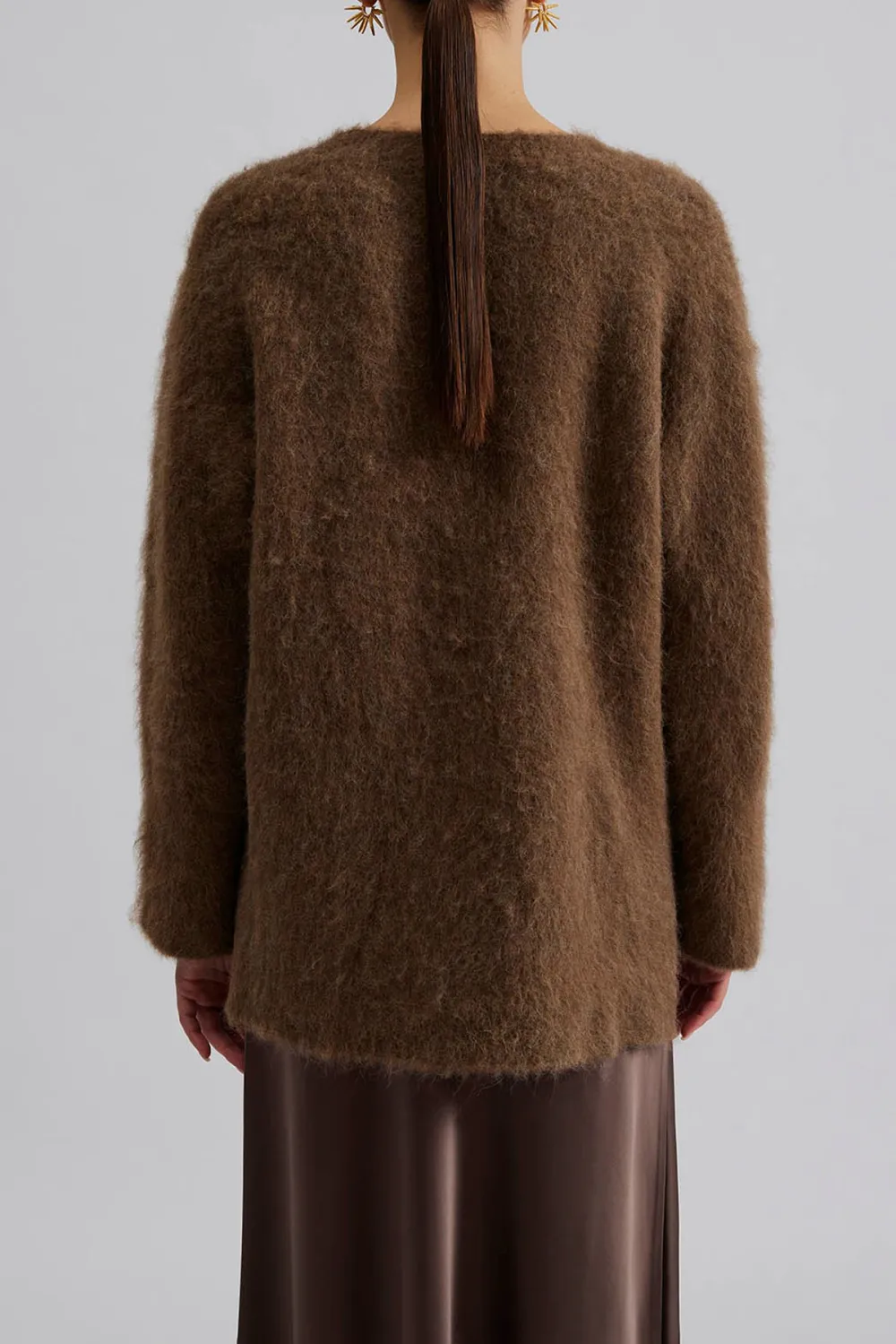 Fuzzy V Neck Button Front Cardigan