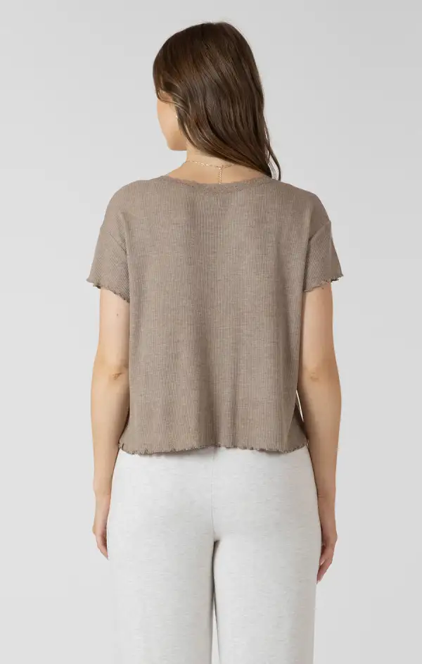Lace Trim Waffle Knit Top