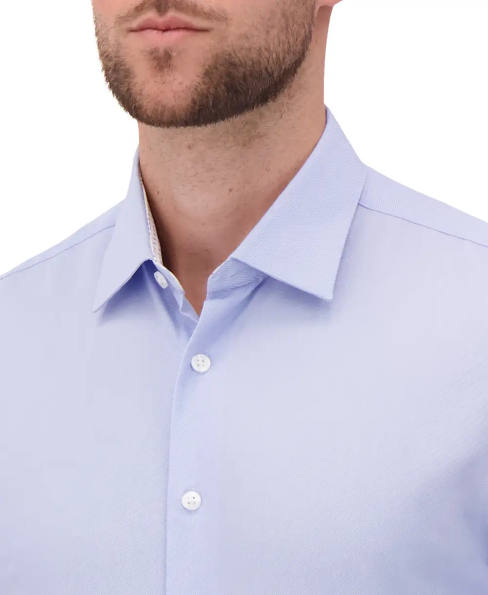 Twill-Print Four-Way-Stretch Modern-Fit Men's Dress Shirt