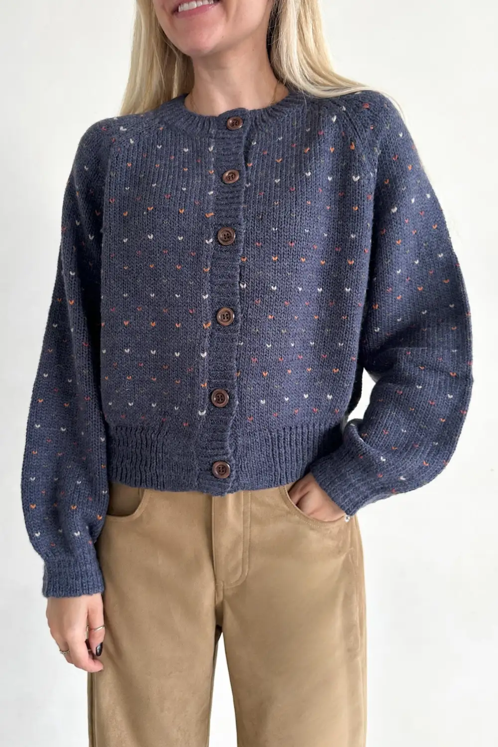 Easy Texture Soft Button Front Cardigan