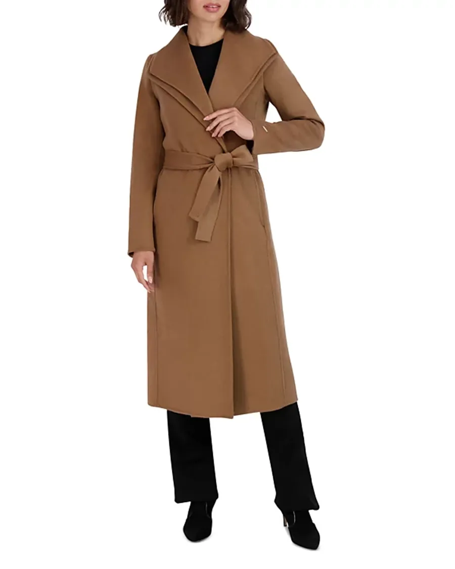 Long Sleeve Belted Wrap Coat