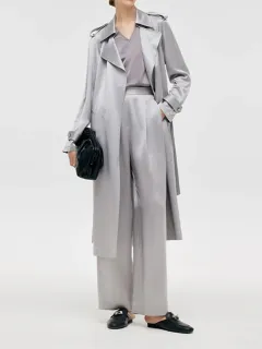 Acetate Women Trench Coat With Belt