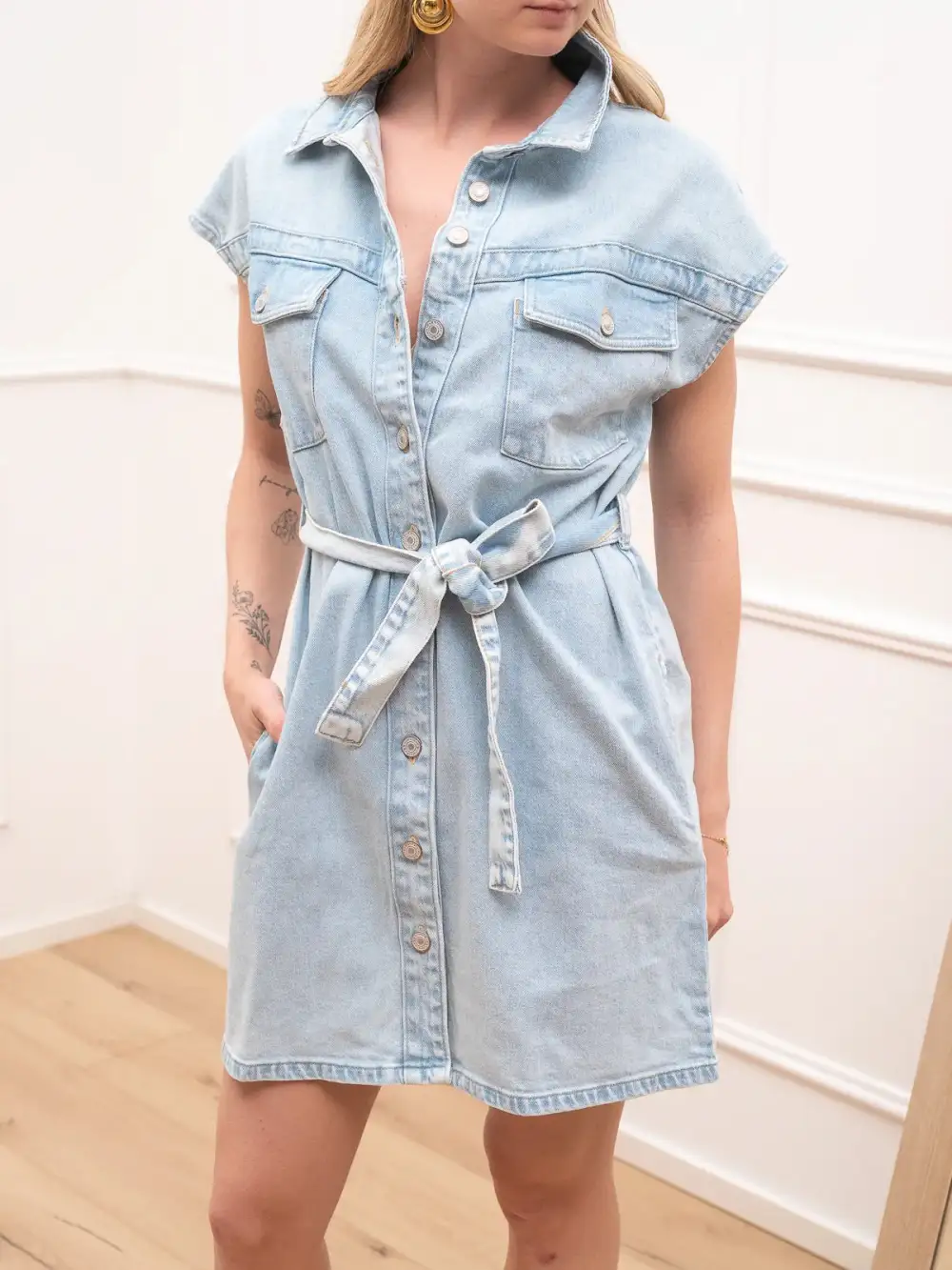 Mini Button Front Dress