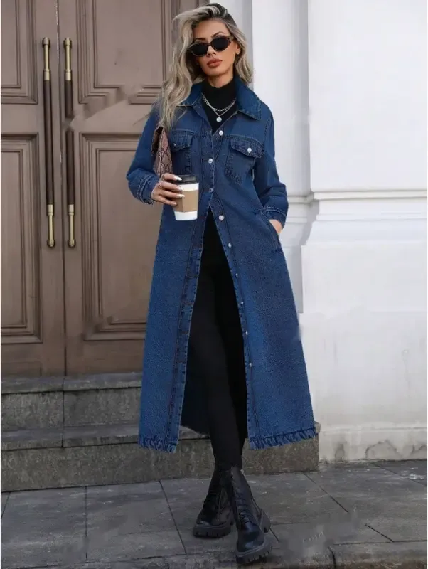 Women's Button Front Denim Coat