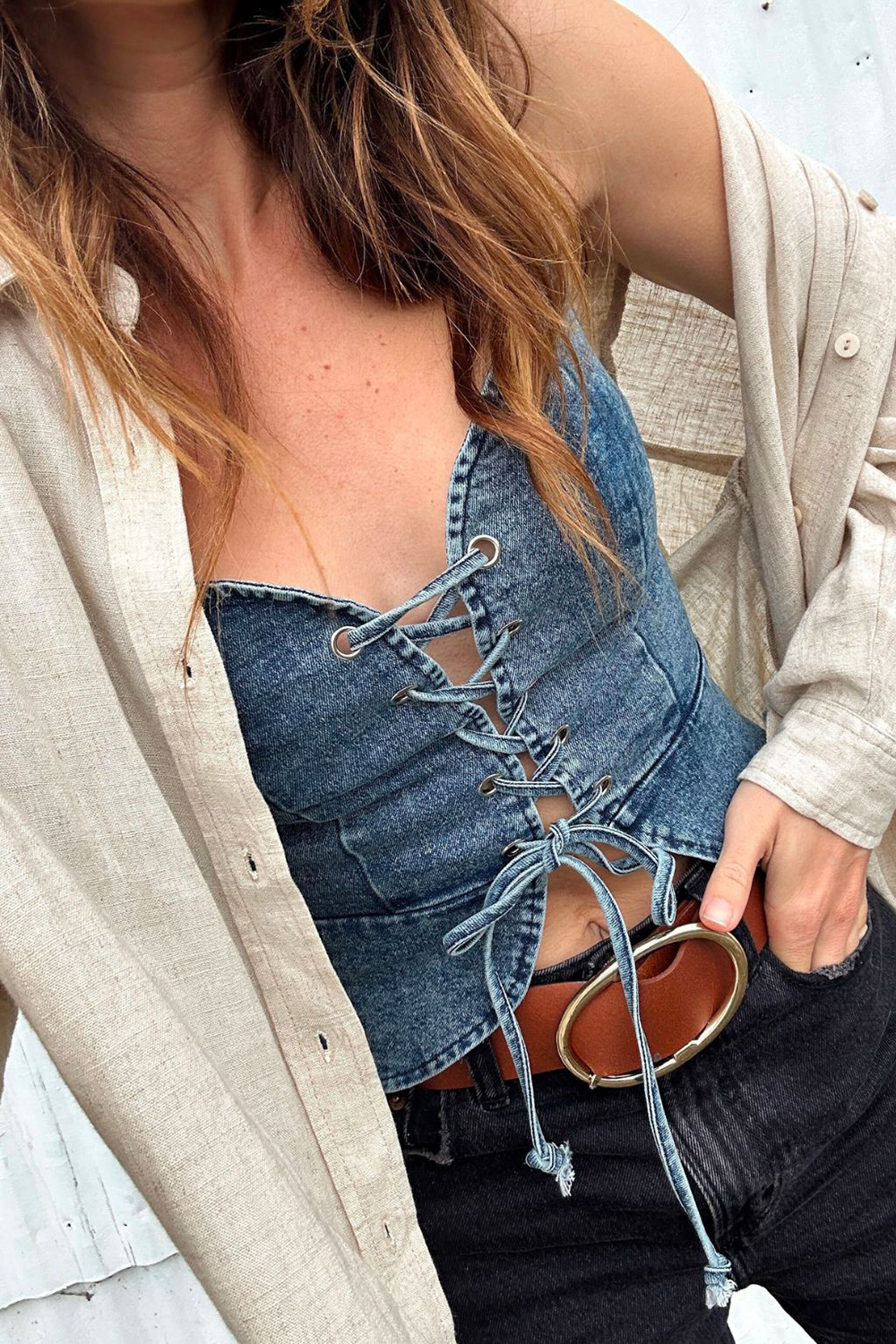 Chest Strap Denim Suspenders