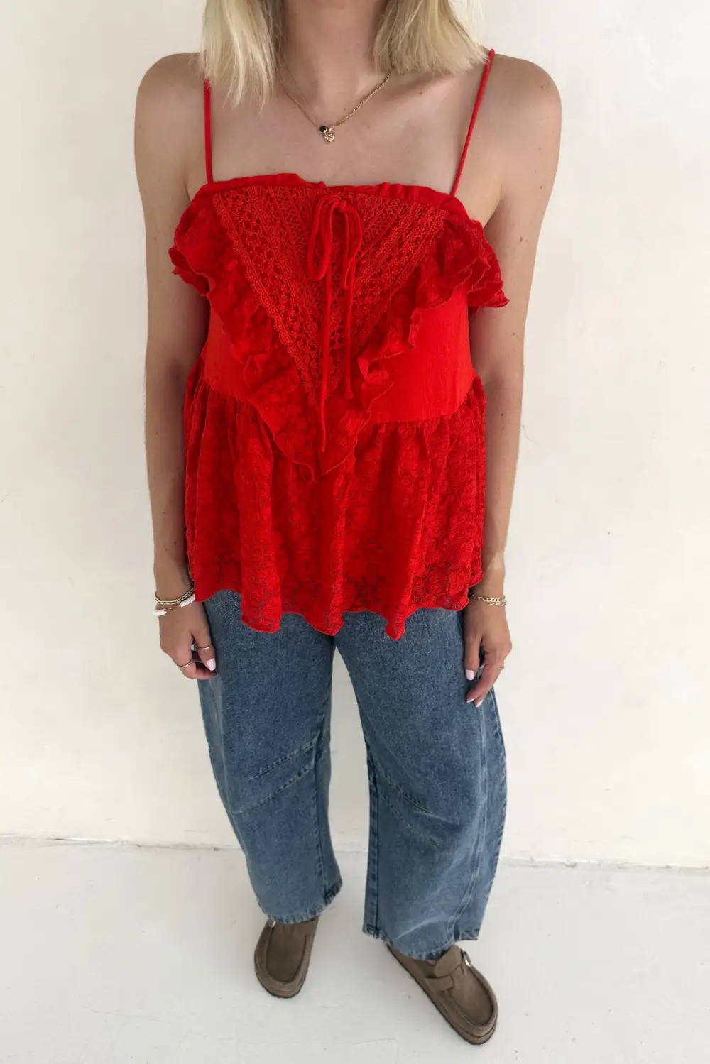 Simple Cut Peplum Ruffle Top