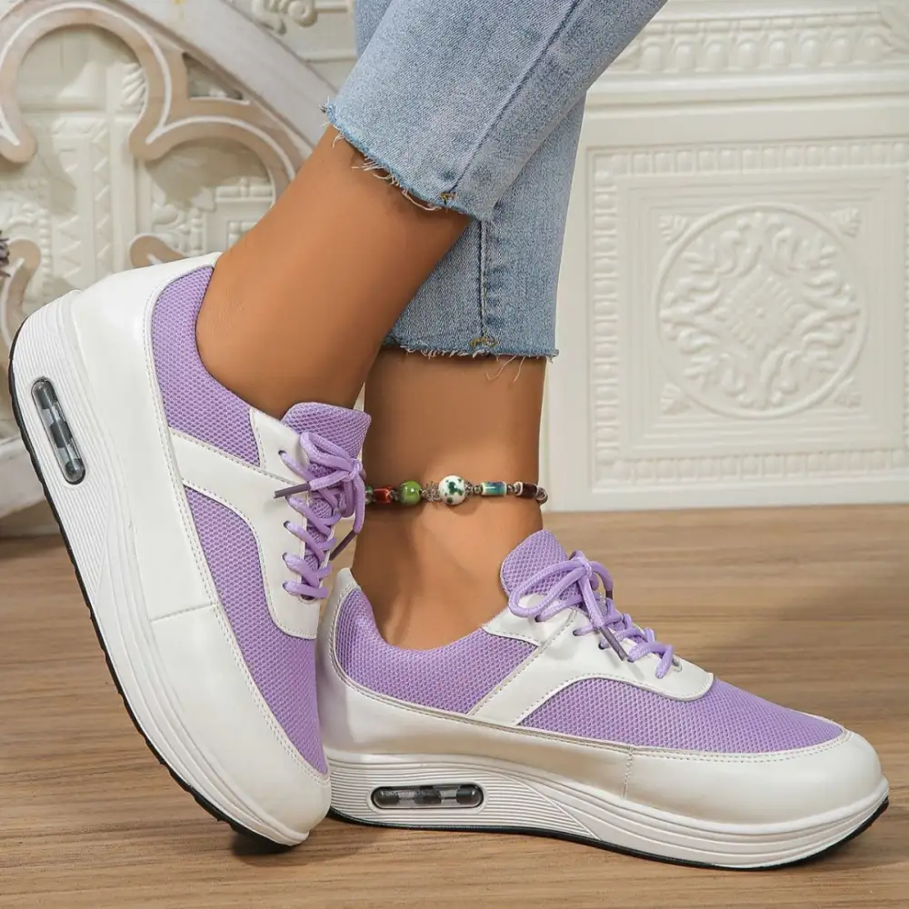 Lace-Up Wedge Sneakers