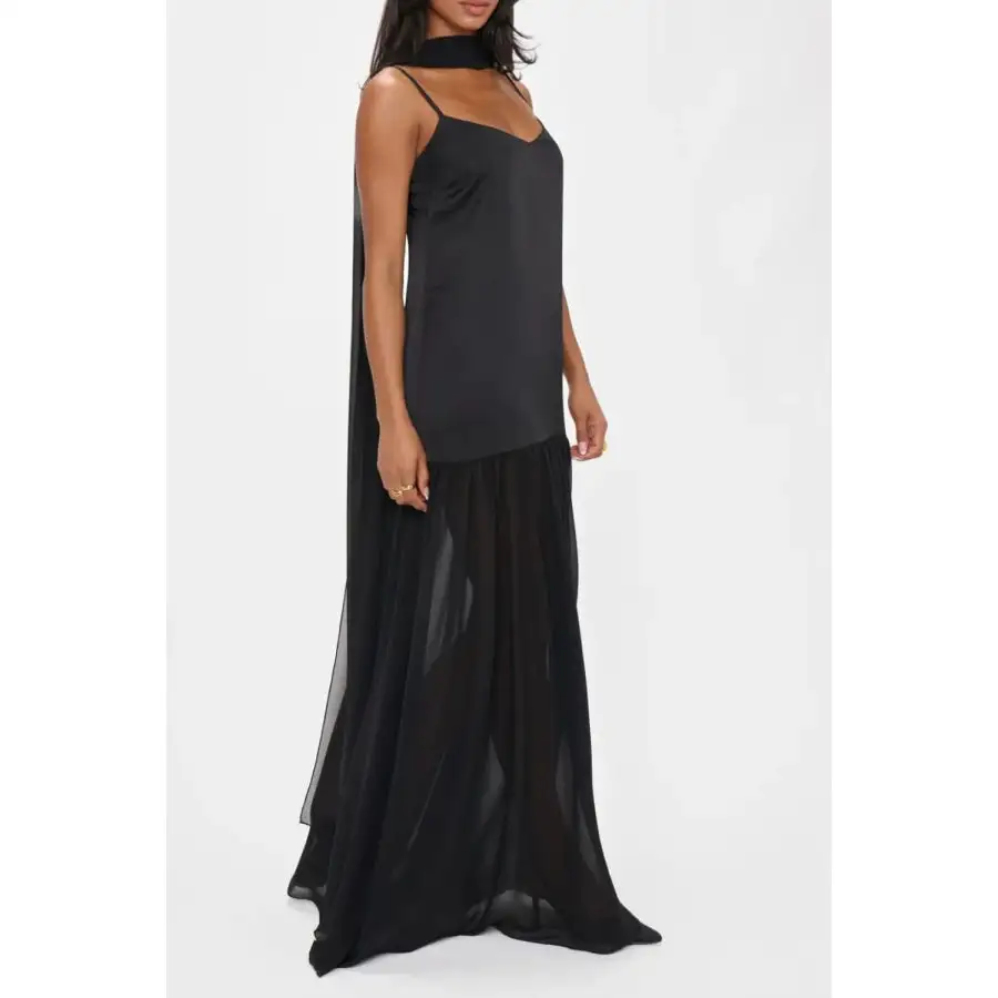 Adjustable Strap Maxi Cami Dress with Scarf