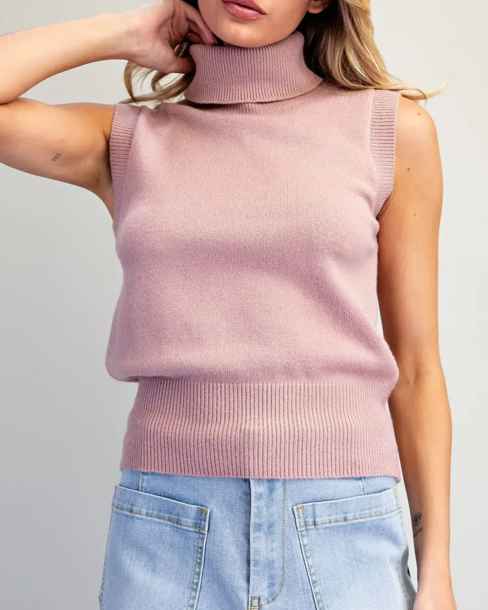 Sleeveless Turtleneck Top
