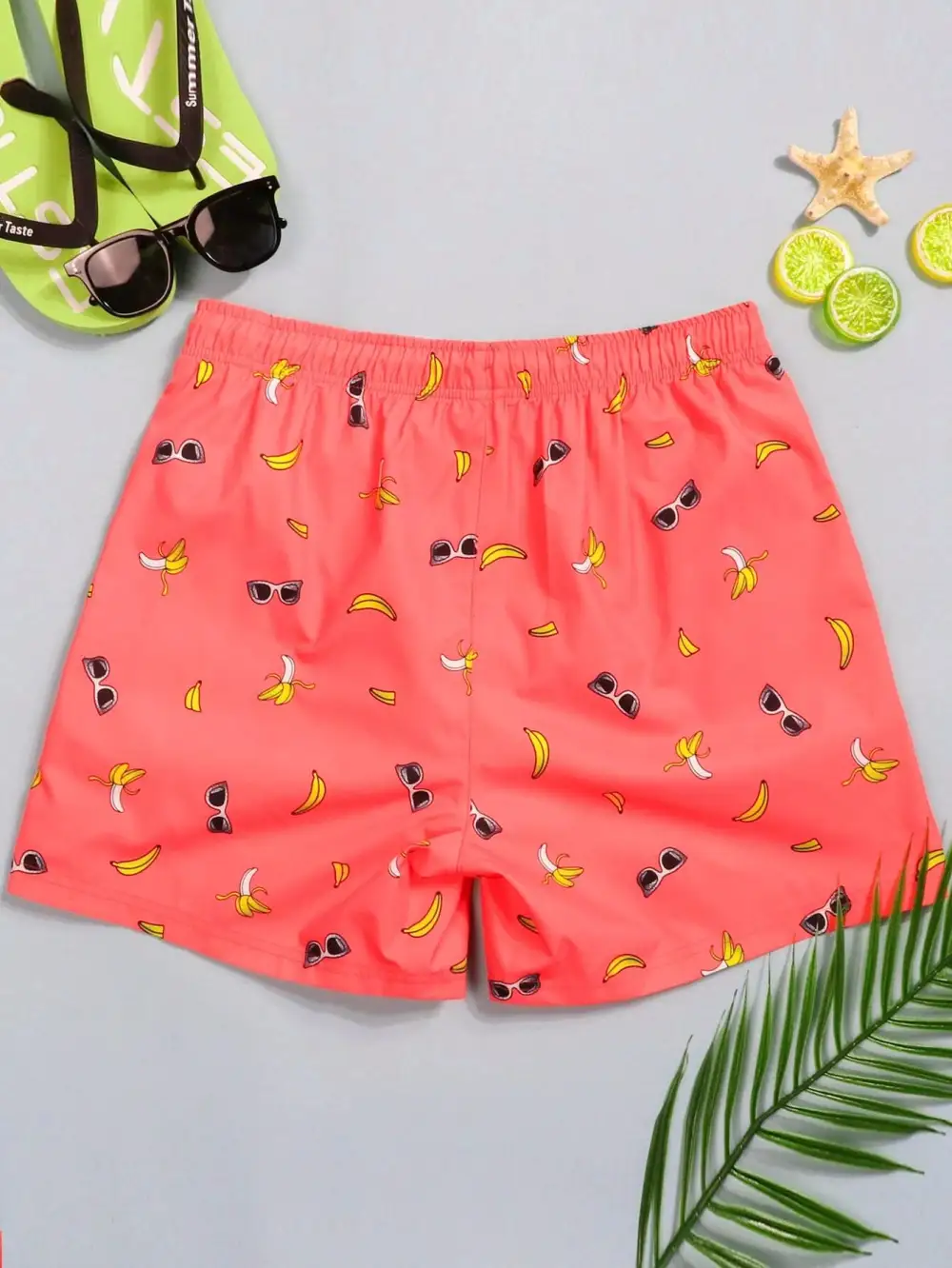 Men's Coastal Banana Print Swim Trunks