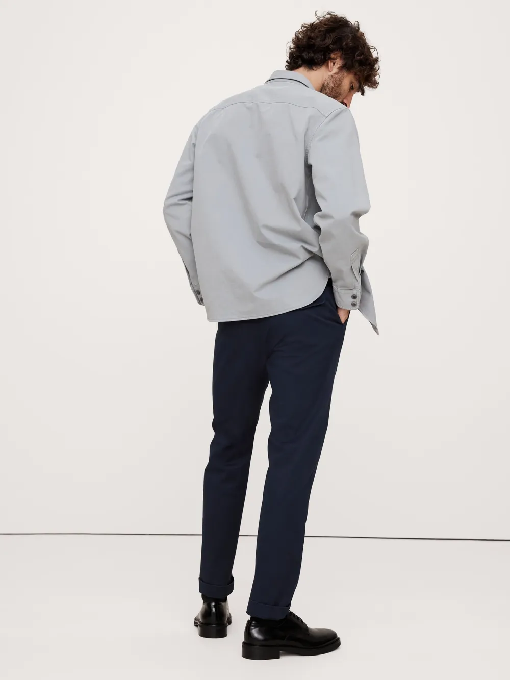 Men's  Organic Cotton Navy Blue Stretch Trousers