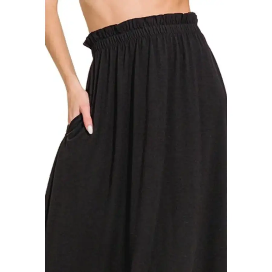 Paperbag Waist Midi Skirt with Pockets