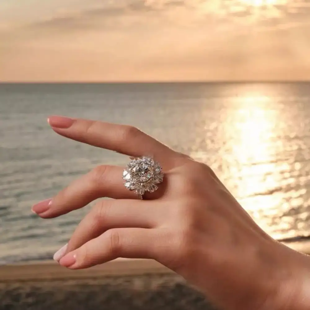 Elegant Sparkle Sterling Silver Moissanite Ring