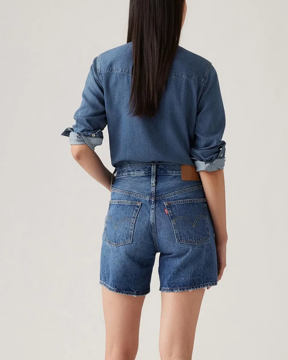 Denim Mid Thigh Shorts