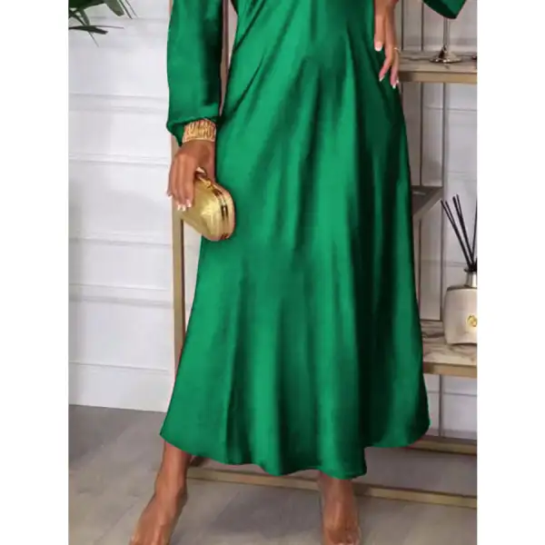 Full Size V-Neck Long Sleeve Midi Dress Plus Size