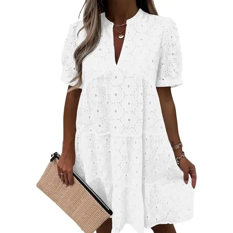 Women’s Flowy Lace V-Neck Dress