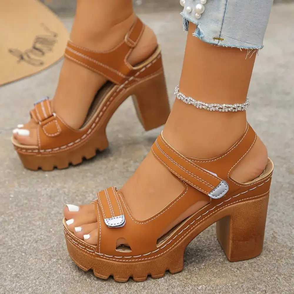 Effortless Open Toe Block Heel Sandals