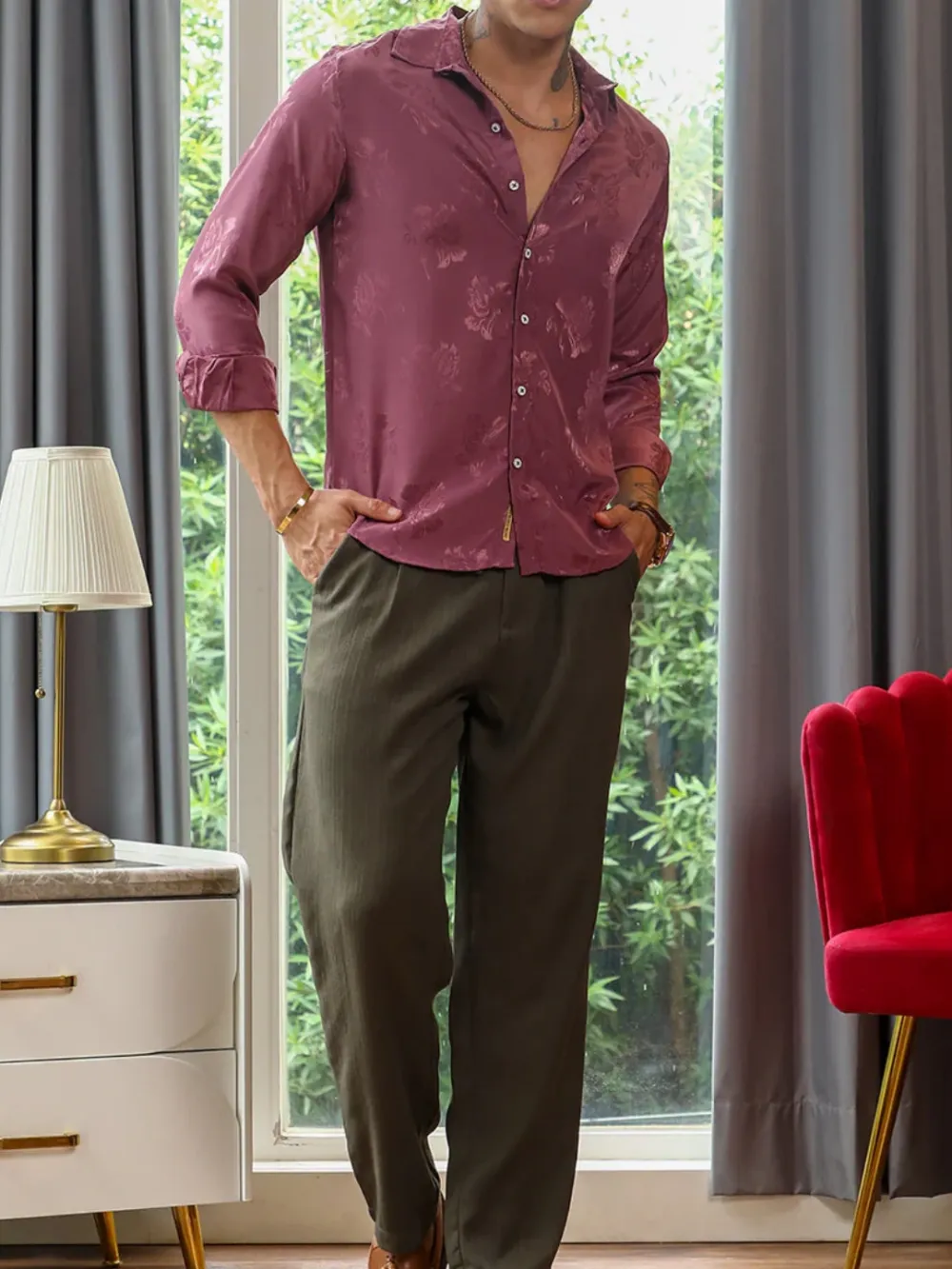 Pink Floral Long Sleeve Button Up Shirt