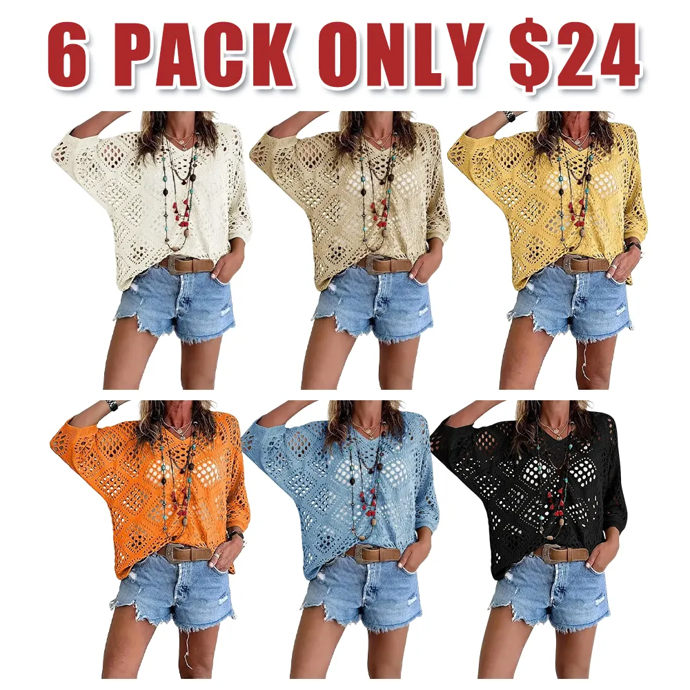 Women's Bohemian-Inspired Beige Crochet Top with V-Neck